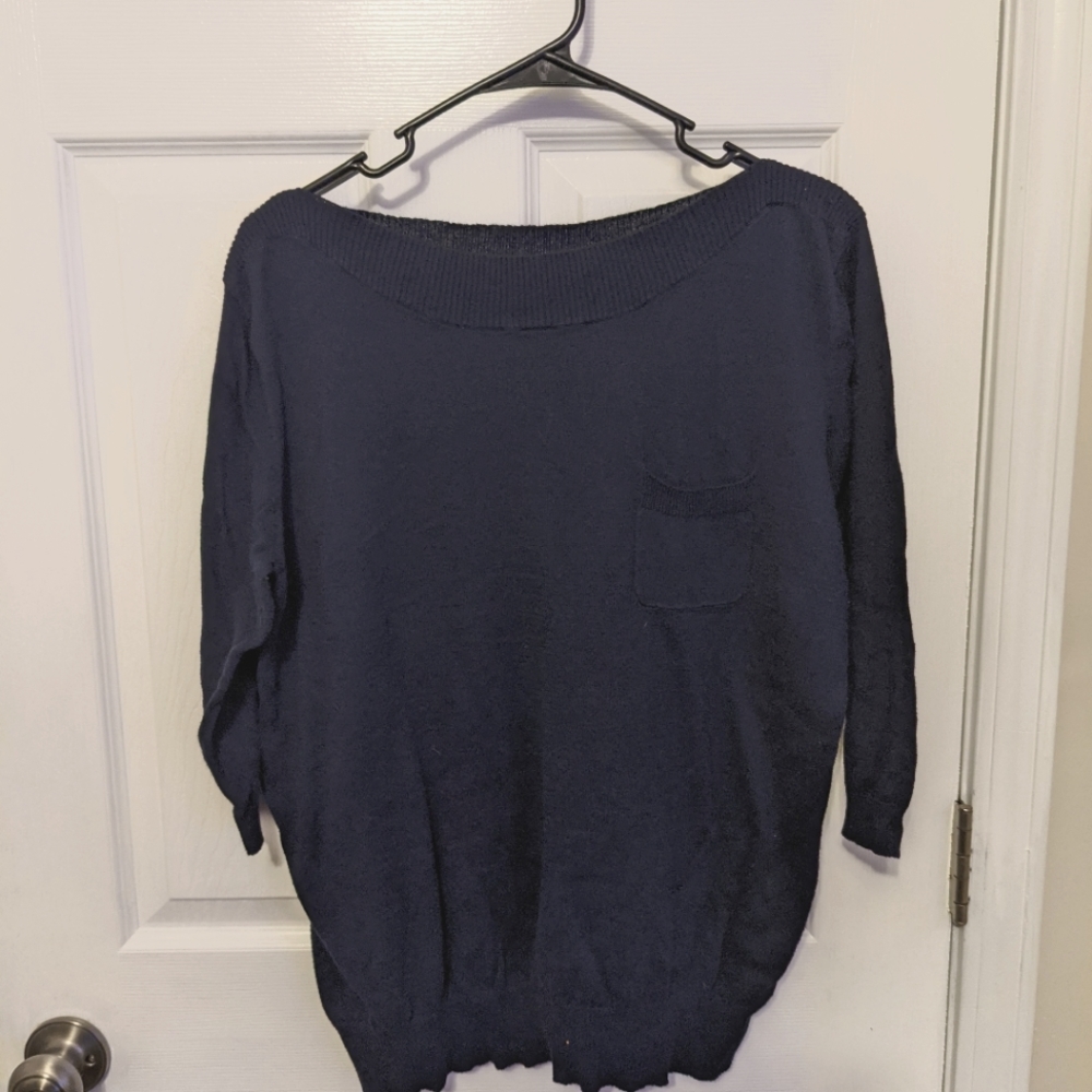 XL Gap Navy Blue Boat Neck Sweater With Sheer Mesh Back